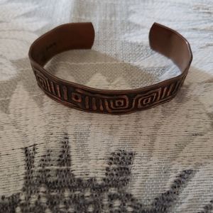 Vintage 60's Solid Copper cuff bracelet with swirl design
